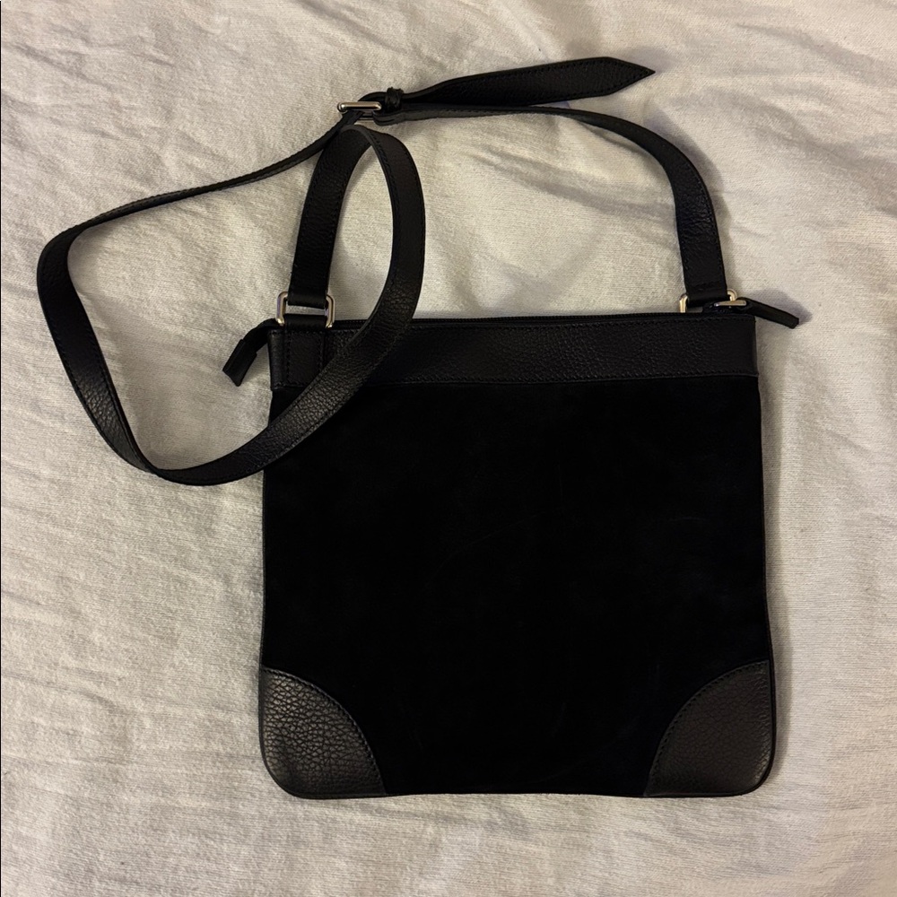 Gucci Black Suede & Leather Crossbody Bag - Picture 2 of 6
